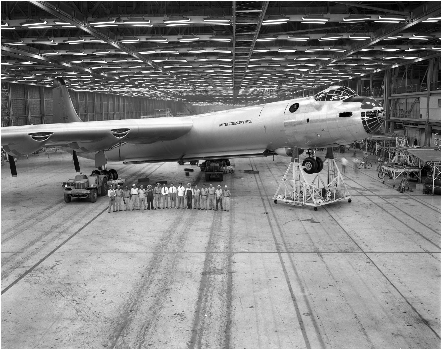 The last Peacemaker, Convair B-36J-10-CF 52-2827, comes to the end of the assembly line at Fort Worth, Texas.(University of North Texas Libraries)
