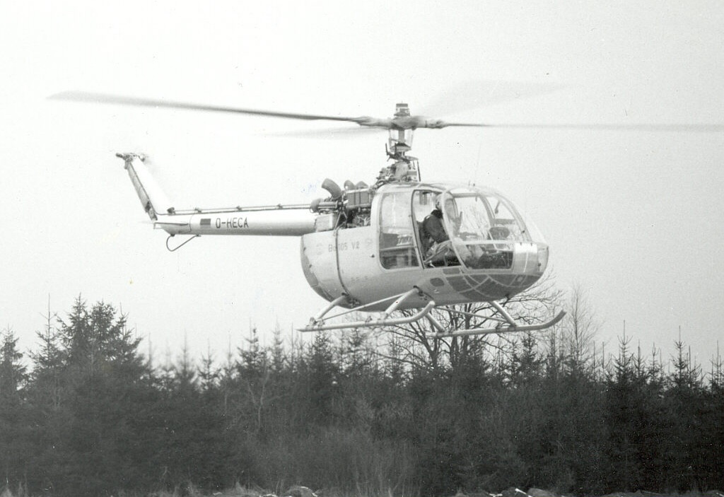 Wilfried von Englehart tests the Bölkow-Entwicklungen KG Bo-105 V-2, D-HECA, at Ottobrun, Germany, 16 February 1967. (Eurocopter)
