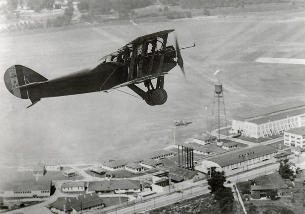 Major Rudolph W. Schroeder, USAAC, flying a Packard Lepère LUSAC 11 over McCook Filed, Ohio, 24 September 1919. (U.S. Air Force)