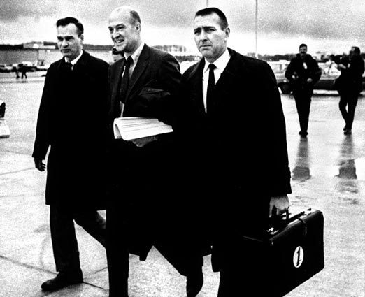 The test pilots who flew the first Boeing 747: Brien Wygle, Jack Waddell and Jess Wallick. (Seattle Times)