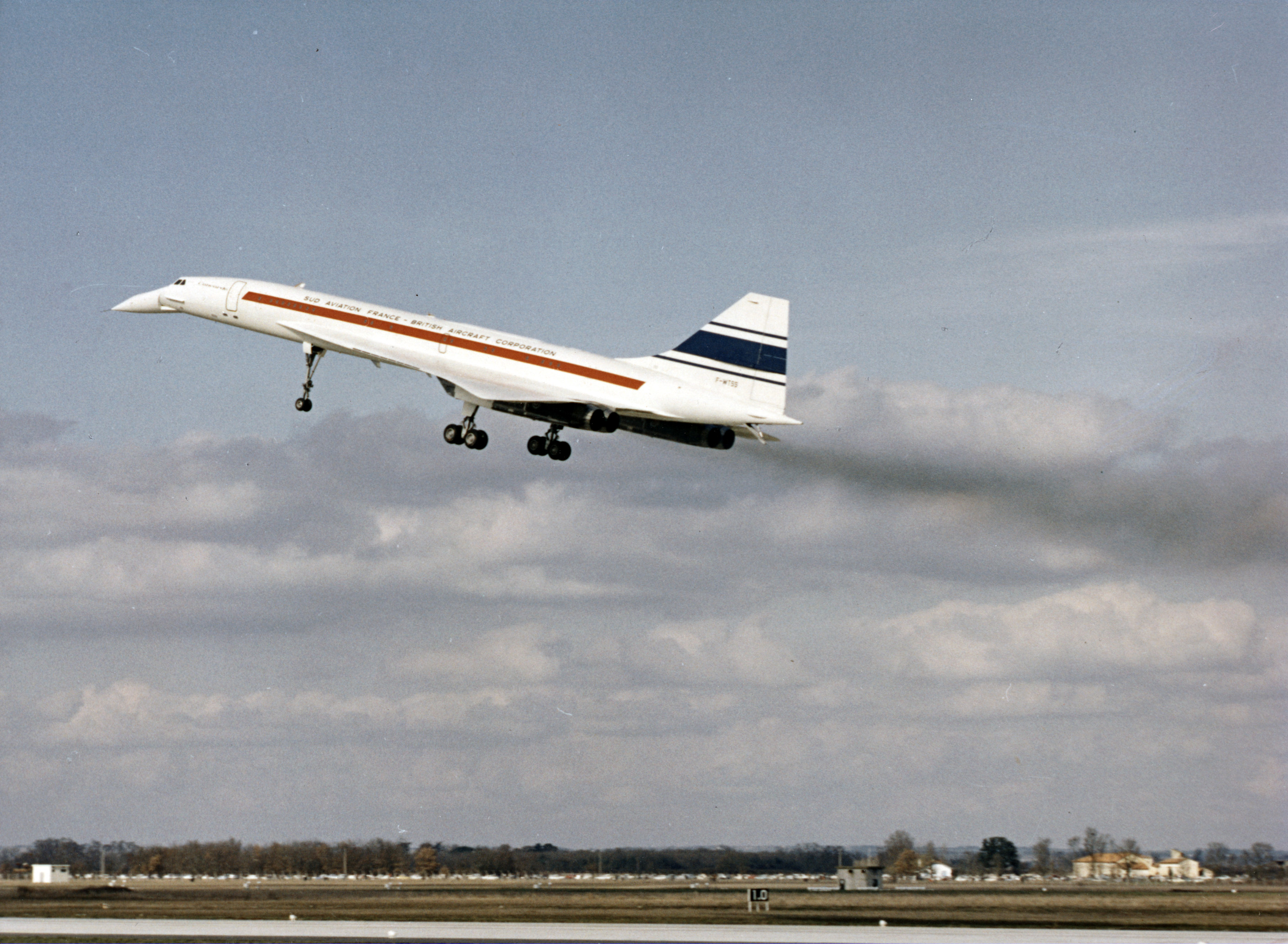 Aérospatiale Concorde 001 first flight, at Toulouse, 2 March 1969, test pilot André Edouard Turcat.