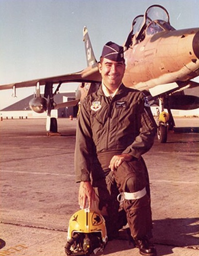 Major Charles T. Fulop, United States Air Force, with his Republic F-105G Thunderchief at George Air Force Base, california.