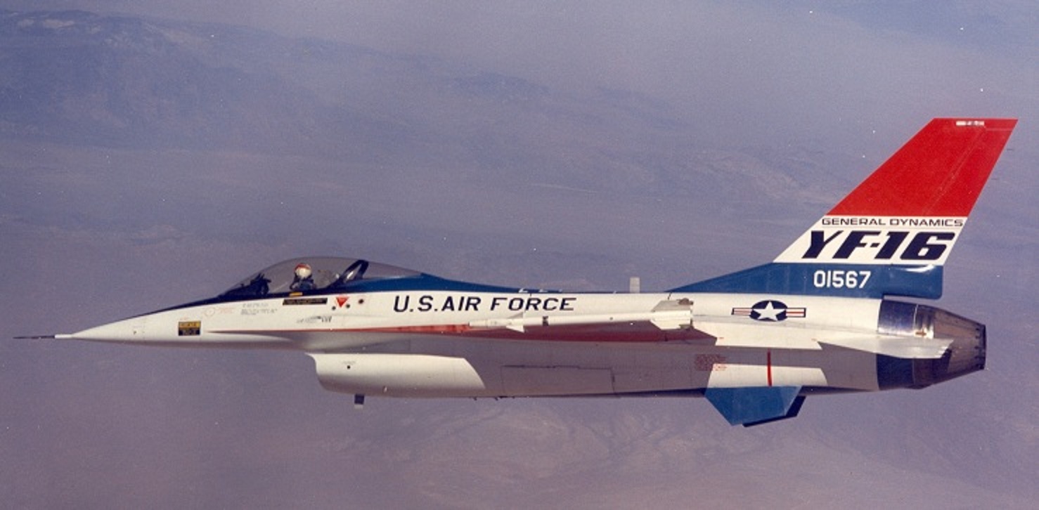General Dynamics YF-16 Fighting Falcon 72-1567, 2 February 1974. (U.S. Air Force)