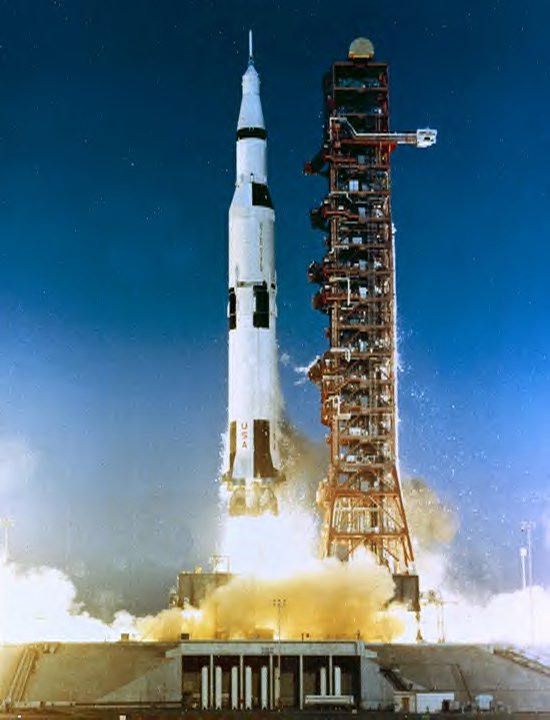 Apollo 6 (AS-502) launch, 07:00:01 EST, 4 April 1968 (NASA)