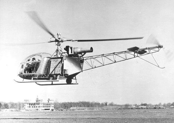 SNCASE SE 3130 Alouette II F-WHHF prototype with test pilot jean Boulet, 12 March 1955. (Eurocopter)