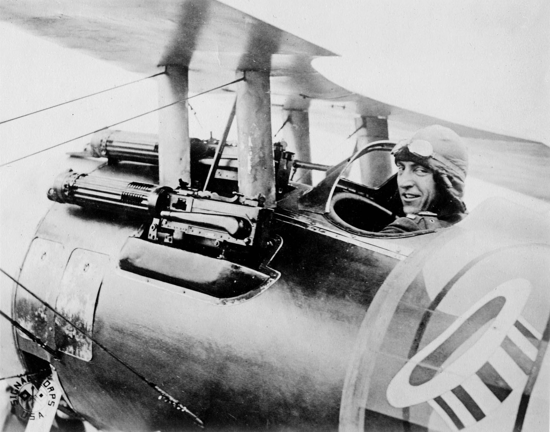 1st Lieutenant Edward V. Rickenbacker in the cockpit of a Nieuport 28 C.1 fighter, France, 1918. (U.S. Air Force)