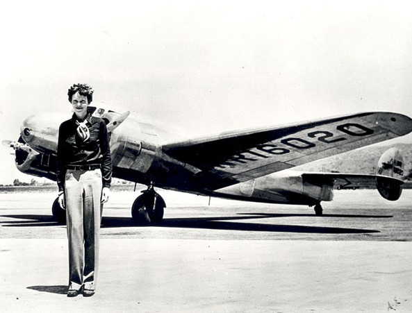 Amelia Earhart with her Lockheed Electra 10E, NR16020, at Burbank, 1937.