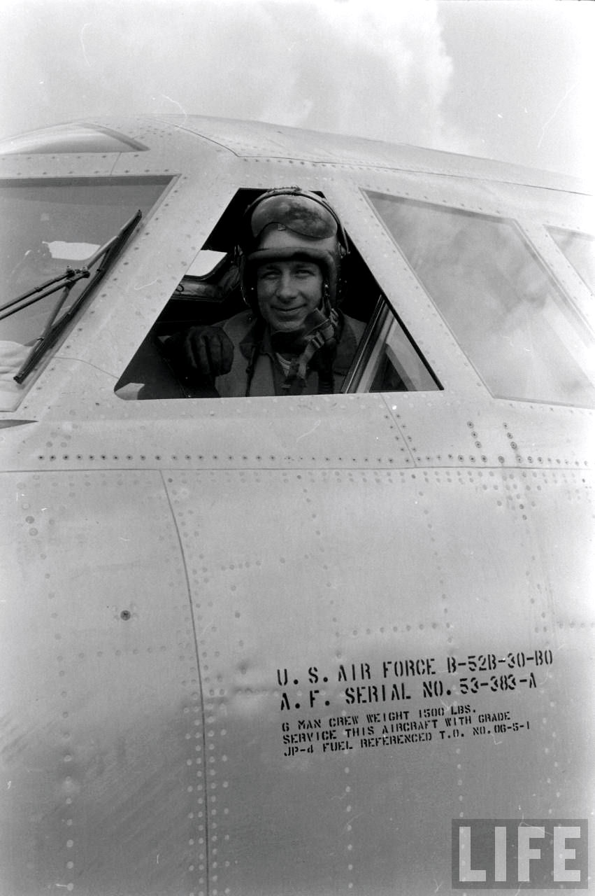 Major David Crichlow, USAF, Aircraft Commander, Barbara Grace, 21 May 1956. (LIFE photograph via Jet Pilot Overseas)