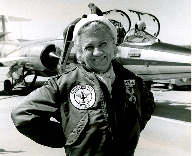 Jackie Cochran with the Lockheed TF-104G Starfighter, N104L. (FAI)