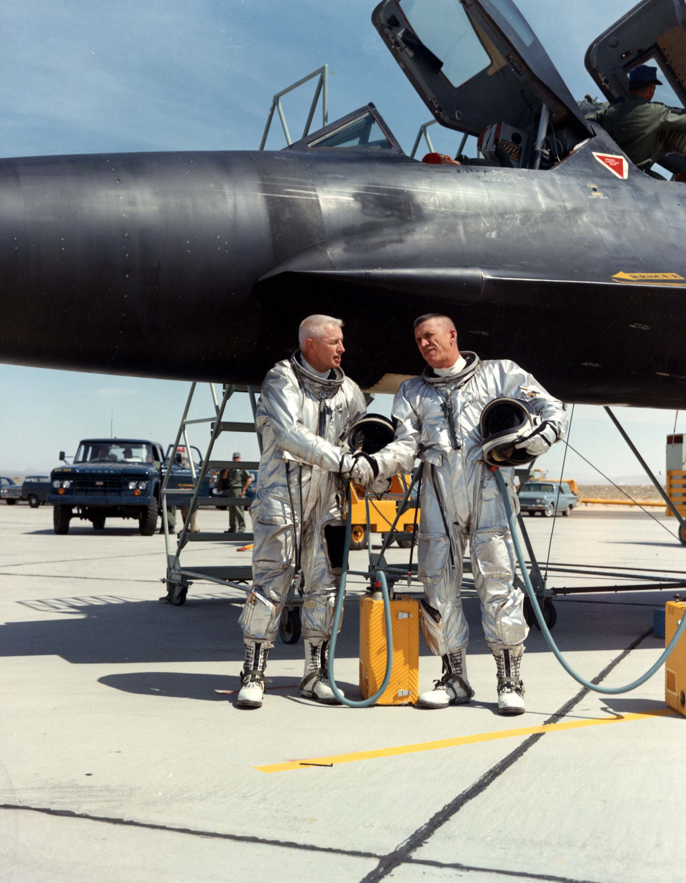 World Speed Record holders and Thompson Trophy winners, Colonel Robert F. Stephens and Lieutenant Colonel Daniel Andre. (U.S. Air force)