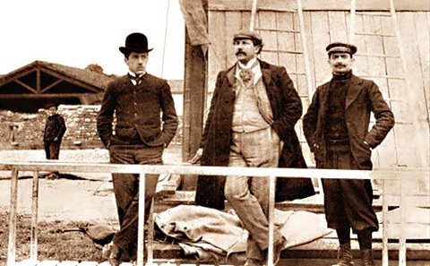 Alberto Santos-Dumont with Augusto Severo and Georges Saché , 12 May 1902.