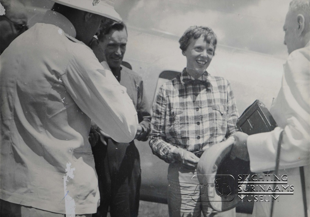 Amelia Earhart arrives at Paramaribo, Dutch Guiana, 3 June 1937.