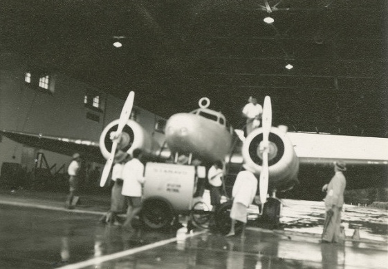 Amelia Earhart's Lockheed Electra 10E Special, NR16020, being serviced at Rangoo, British Burma, 19 June 1937. 