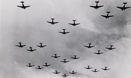 C-47 Skytrains in Vee-of Vees formation. 