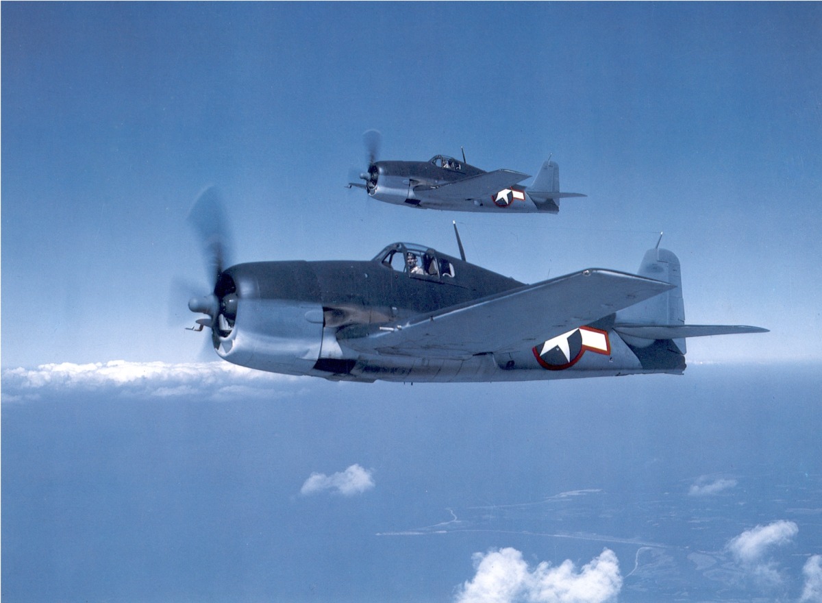 Two Grumman F6F-3 Hellcat fighters, Summer 1943.(U.S. Navy)