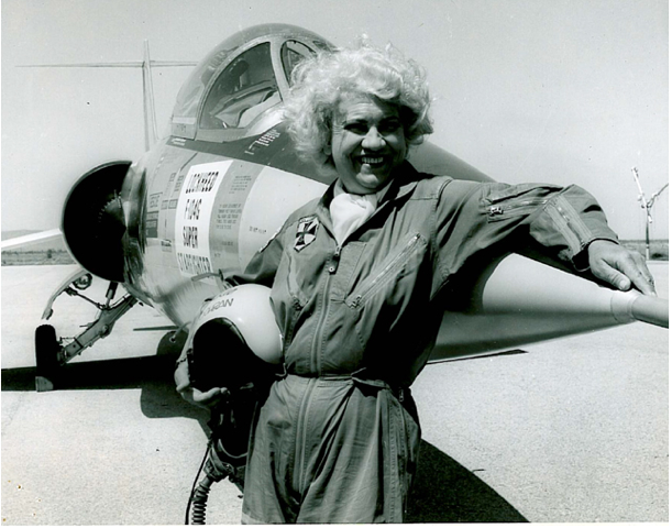 Jackie Cochran and Lockheed F-104G Starfighter 62-12222 at Edwards AFB, 1964. (FAI)