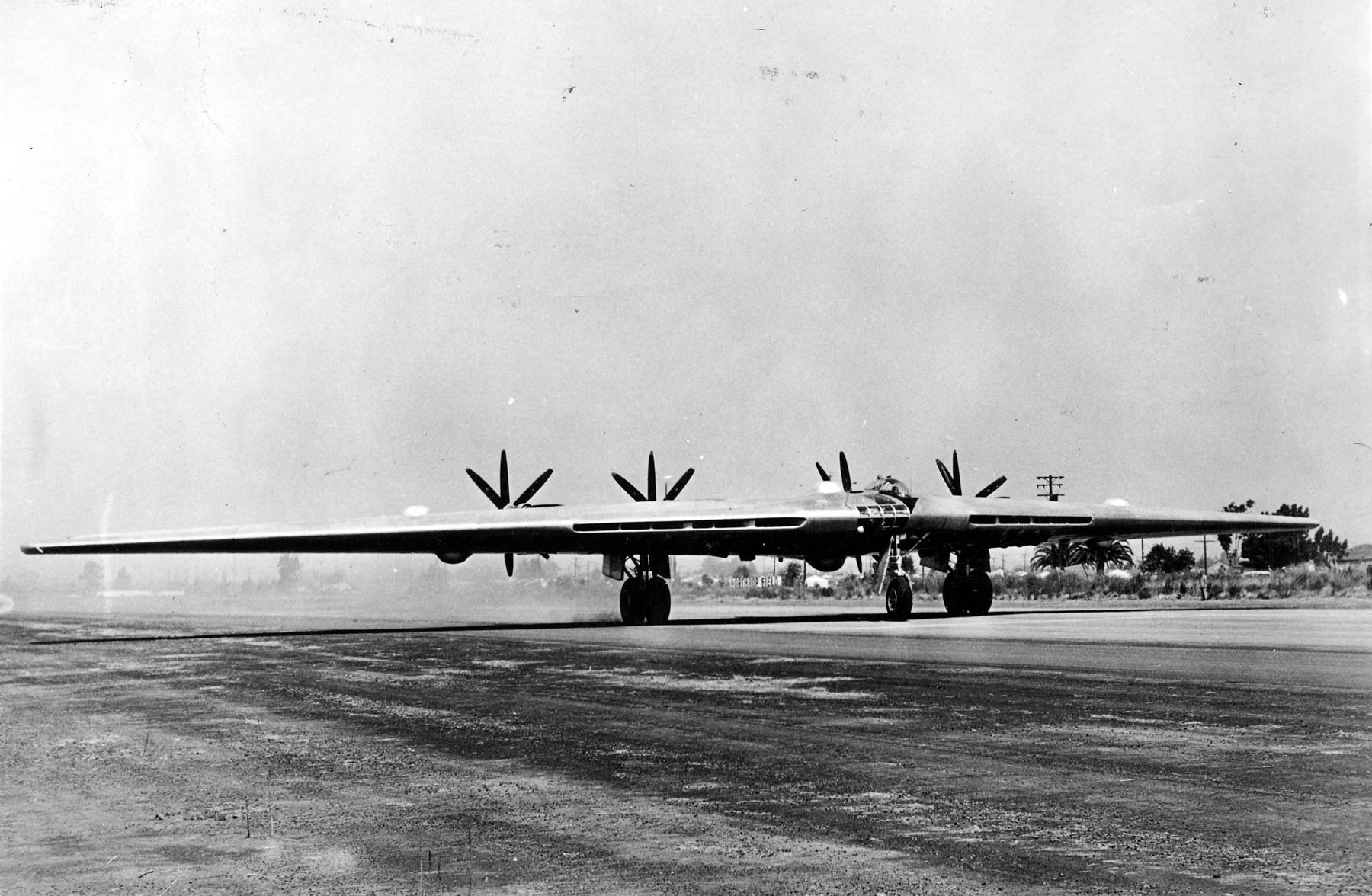 Northrop XB-35 taking of at Northrop Field, Hawthorne, California. (U.S. Air Force)