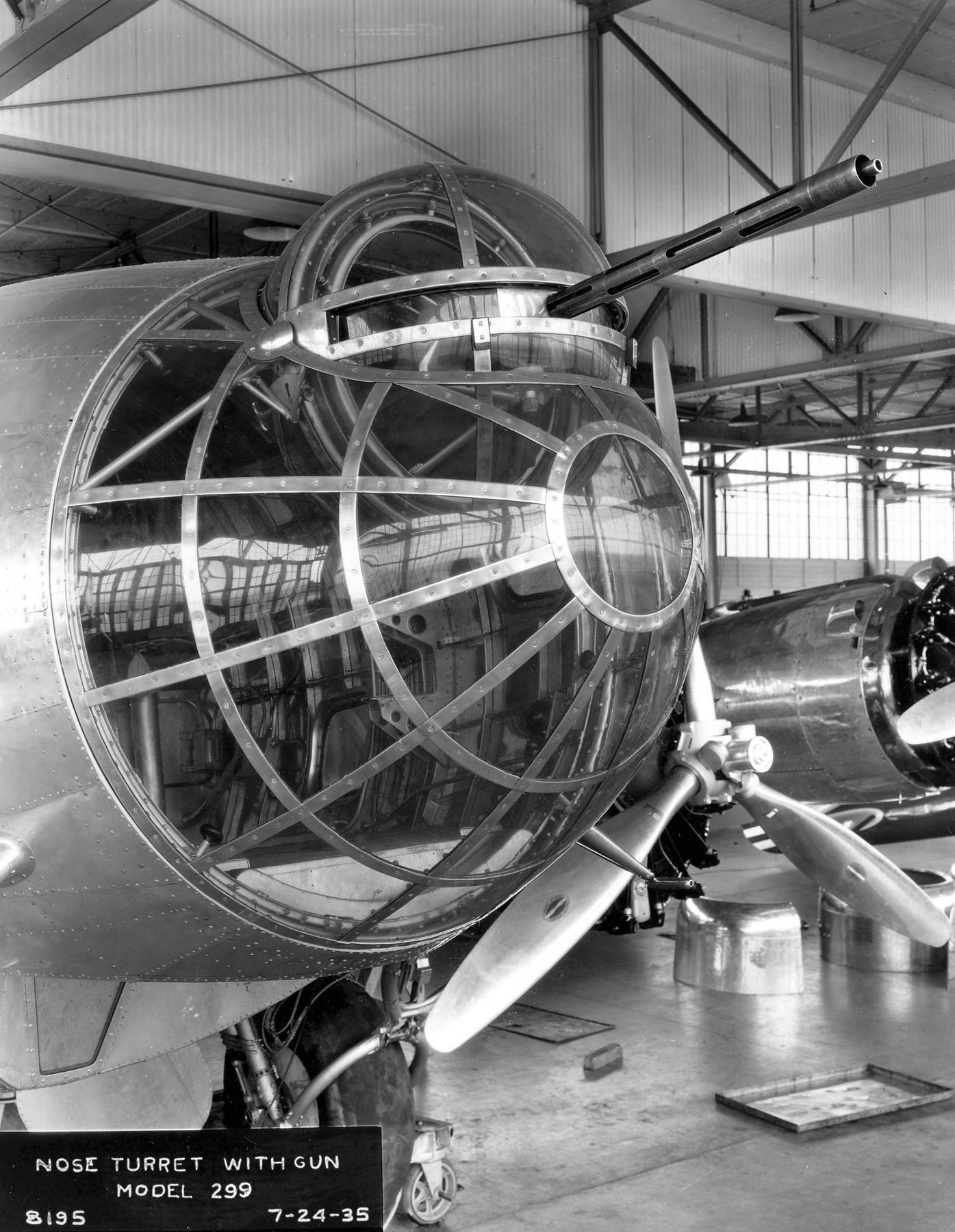 Nose turret of the Boeing Model 299, photographed 24 July 1935. (U.S. Air Force)