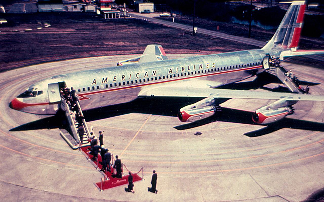 Boeing 707-123 N7501A, American Airlines Astrojet, Flagship Michigan, at Seattle. This airplane is the same type as Flagship California. (Boeing)