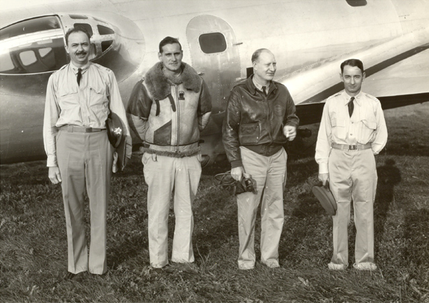 The flight crew of the FAI World Speed Record-setting Boeing Y1B-17A. Left to Right: Capatain C.J. Crane, P.G. Miller, Captain Clarence S. Irvine and Captain pearl H. Robey. (FAI) 