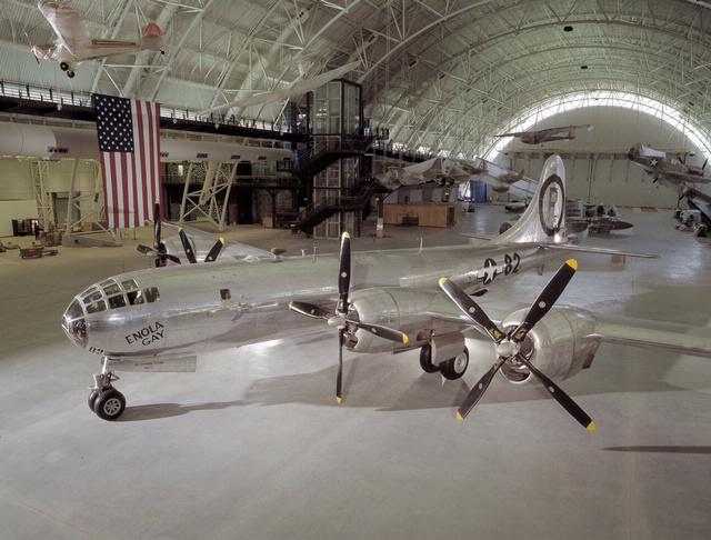 Martin-Omaha B-29-45-MO Superfortress 44-86292, Enola Gay, at teh Steven F. Udvar-Hazy Center, Smithsonian Institution National Air and Space Museum. 