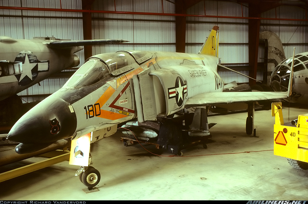 The record-setting McDonnell F4H-1F Phantom II, Bu. No. 145307, in storage at the National Air and Space Museum. (Photograph courtesy of Robert Vandervord)