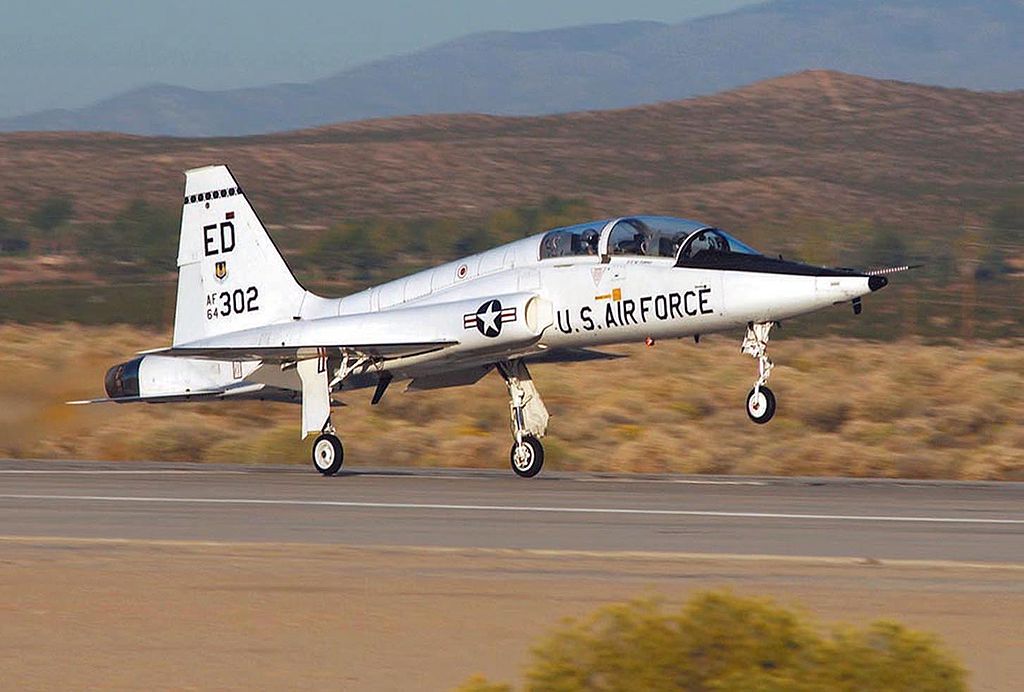 Northrop T-38A-55-NO Talon 64-13302 on takeoff at Edwards AFB. (U.S. Air Force)