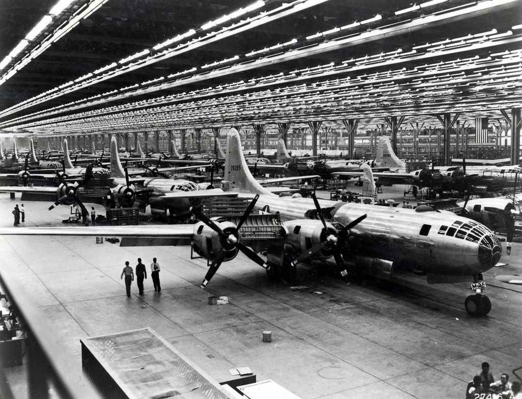 Boeing B-29 Superfortresses at Wichita, Kansas, 1944. (U.S. Air Force)