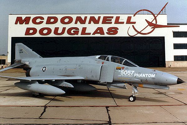 McDonnell Douglas F-4E-67-MC Phantom II, 78,0744, the last of 5,057 Phantoms built at St. Louis, 25 October 1979. (McDonnell Douglas)