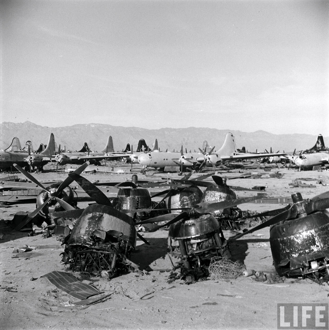 B-29 Superfortresses in storage at Davis-Monthan Air Force Base. (LIFE Magazine)