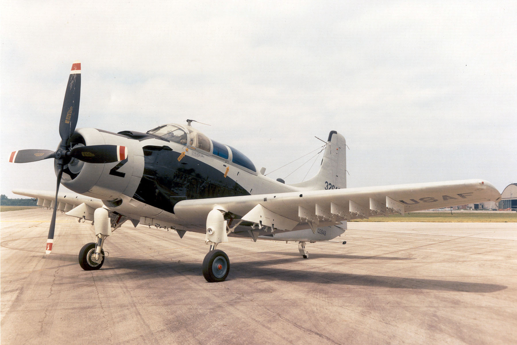 This Douglas A-1E Skyraider, 52-132649, was transferred from the U.S. Navy to the U.S. Air Force in 1952. In 1966, it was flown by Major Bernard Fisher when he rescued another pilot, an act of heroism for which Major Fisher was awarded the Medal of Honor. This Skyraider was restored by the National Museum of the United States Air Force and is in its permanent collection at Wright-Patterson AFB, Ohio. (U.S. Air Force)