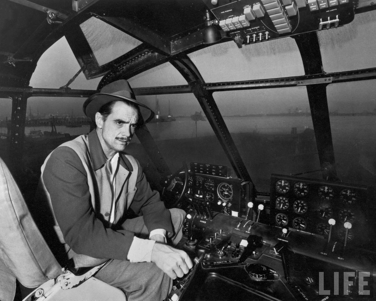 Howard Robard Hughes, Jr., in the cockpit of the H-4 Hercules, 6 November 1947. (J.R. Eyerman/LIFE Magazine)