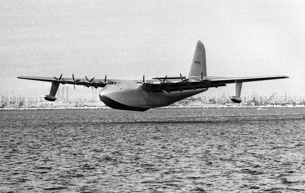 Nov. 2, 1947: The Hughes Aircraft H-4 Hercules "Spruce Goose" during short flight in the Long Beach-Los Angeles Harbor. This photo was published in the Nov. 3, 1947 LA Times. (Los Angeles Times)