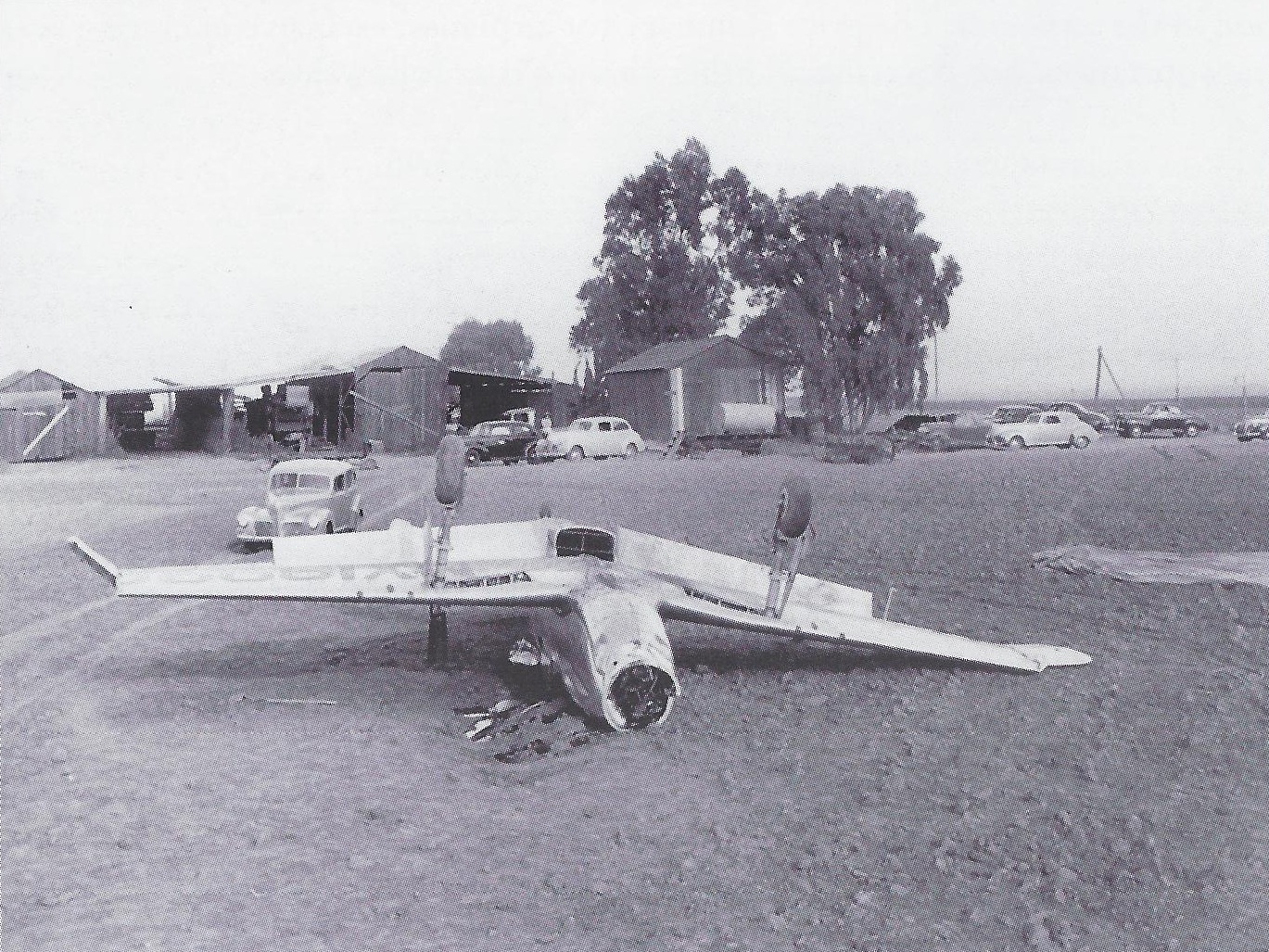 Paul Balfour was not injured in the crash landing, but the NA-73X prototype was significantly damaged. (North American Aviation Inc.)