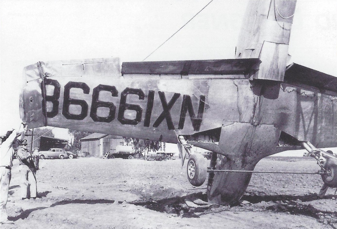 The Mustang prototype was hoisted out of the plowed field and taken back to the factory where it was rebuilt. (North American Aviation Inc.)