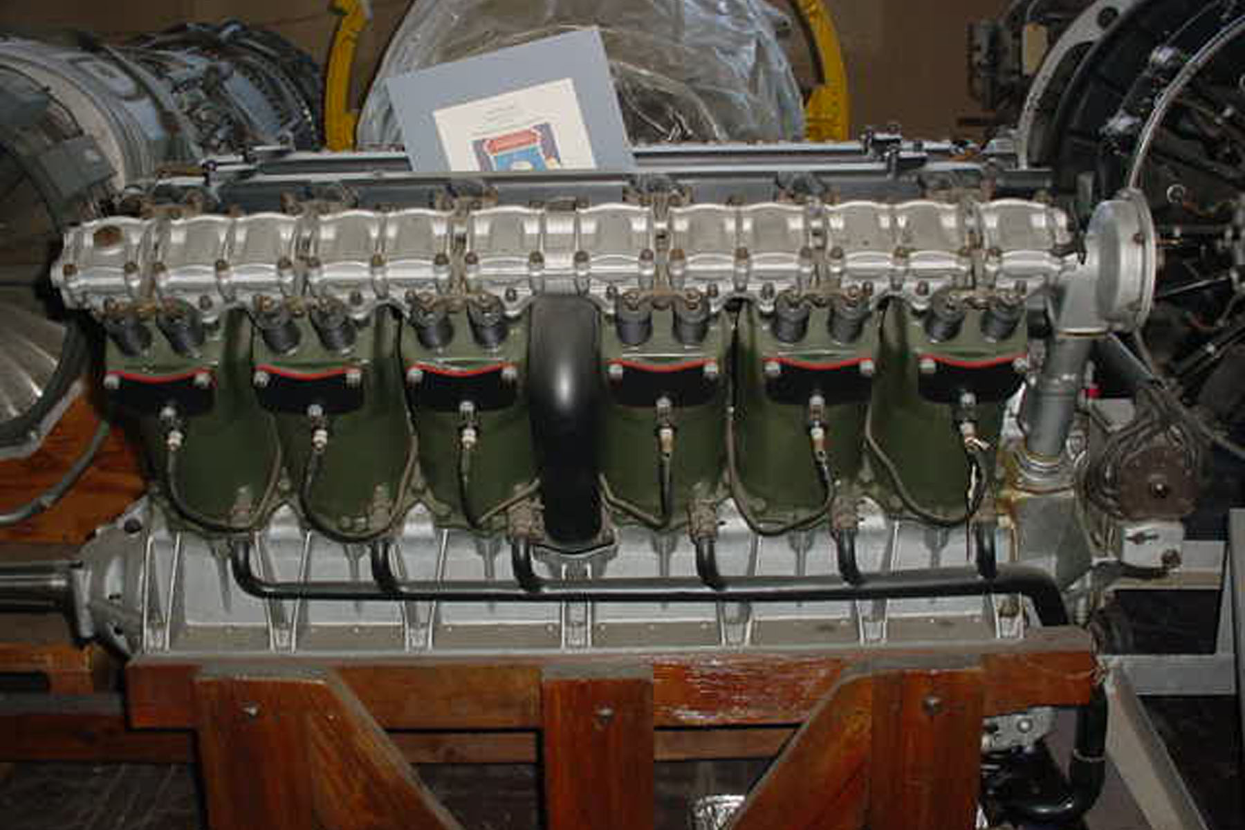 This is the engine from Lt. Moseley's airplane. It is a Packard 1A-2025 60° SOHC V-12, serial number 10. It is in the collection of the National Museum of the United States Air Force. (U.S. Air Force)