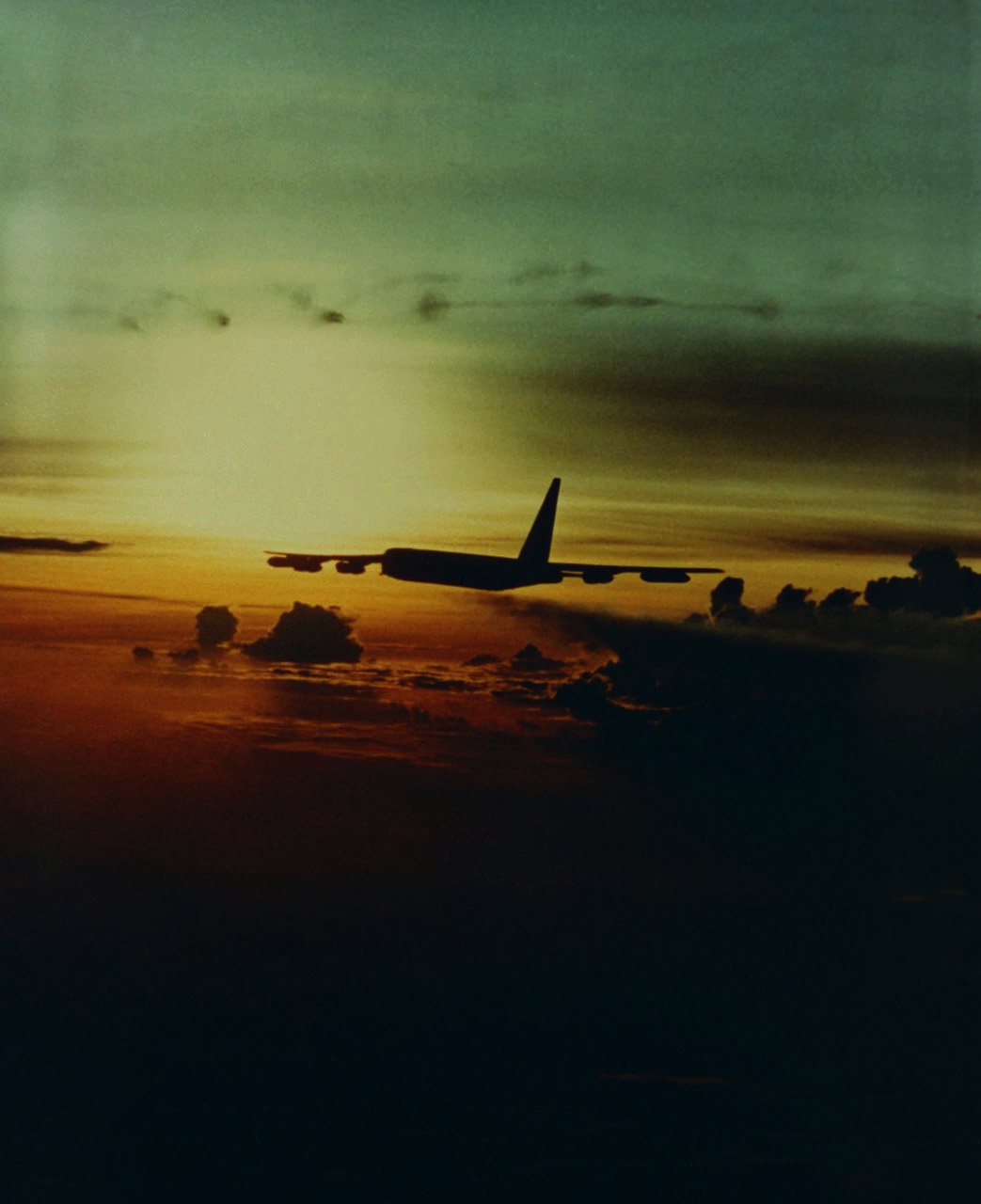 A Boeing B-52D Stratofortress of the 307th Strategic Wing over Vietnam during Operation Linebacker II, December 1972. (U.S. Air Force)