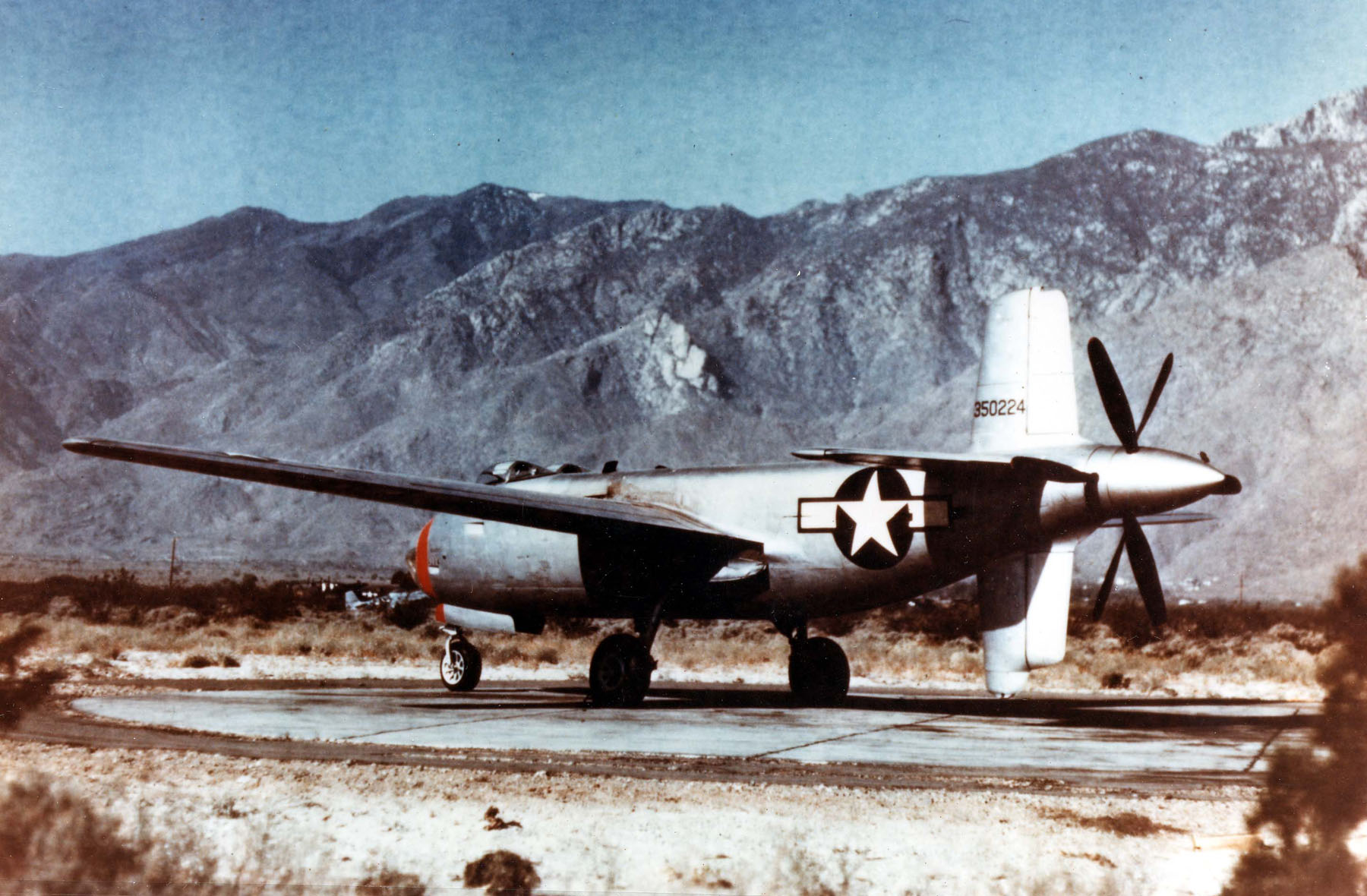The first prototype XB-42, 43-50224, at Palm Springs, California, 1945. (U.S. Air Force)