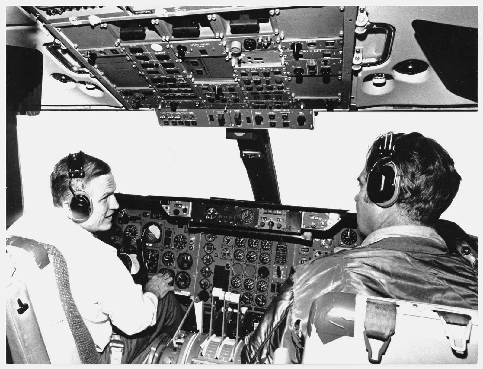 Eastern Airlines CEO, Frank F. Borman II (Gemini 7, Apollo 8) in the cockpit of a Lockheed L-1011 with Lockheed's test pilot Henry Baird ("Hank") Dees. (Eastern Airlines)