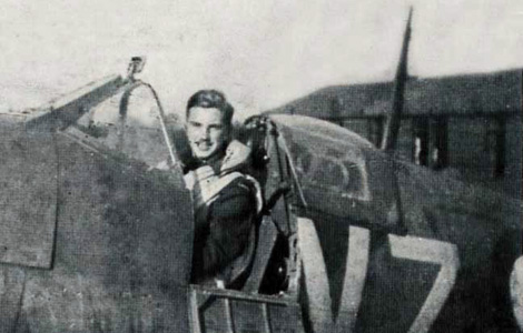 Pilot Officer John Gillespie Magee, Jr., in the cockpit of his Supermarine Spitfire, No. 412 Squadron, Royal Canadian Air Force.