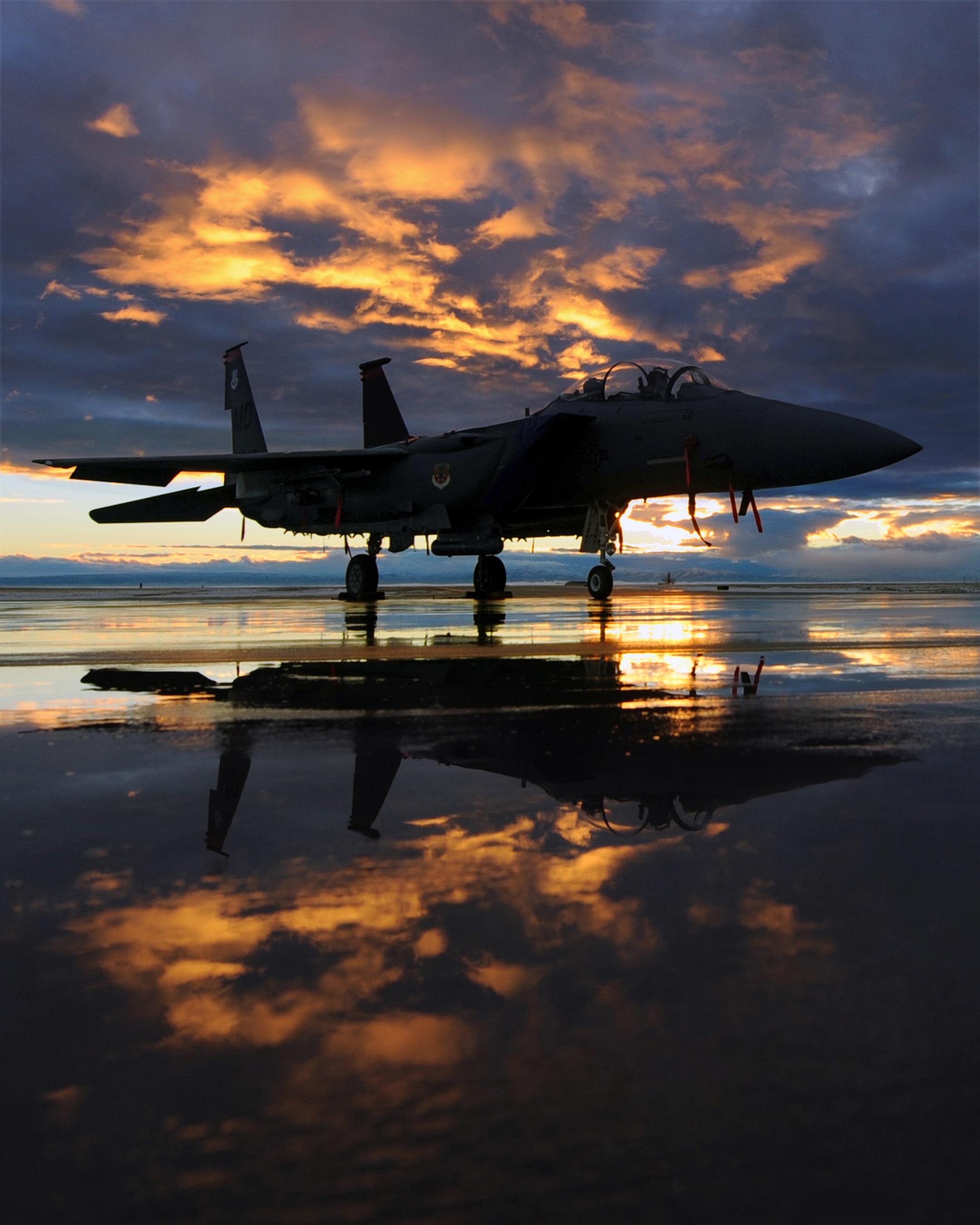 This photograph was taken by Senior Airman Debbie Lockhart, U.S. Air Force, at Mountain Home Air Force Base, 6 December 2010. The aircraft is a McDonnell Douglas F-15E-50-MC Strike Eagle, 90-0247, assigned to the 391st Fighter Squadron ("Bold Tigers"), 366th Operations Group, Air Combat Command, Mountain Home Air Force Base, Idaho. (U.S. Air Force)