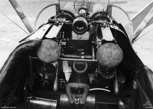The instruments and armament of a Sopwith Camel from No. 4 Squadron, AFC. (Australian War Memorial)