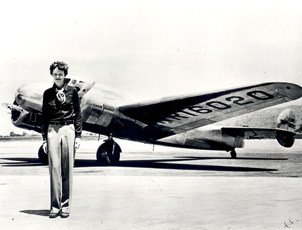 Amelia Earhart and her Lockeed Electra.