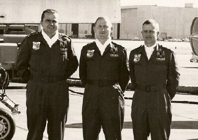 Major Henry J. Deutschendorf, Sr., Pilot; Captain Raymond R. Wagener, Defensive Systems Officer; Captain William L. Polhemus, Radar Navigator/Bombardier. (U.S. Air Force)