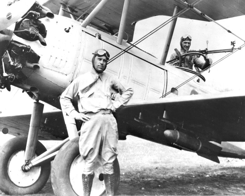 First Lieutenant Christian F. Schilt, United States Marine Corps, with his Vought O2U-1 Corsair. (U.S. Navy)