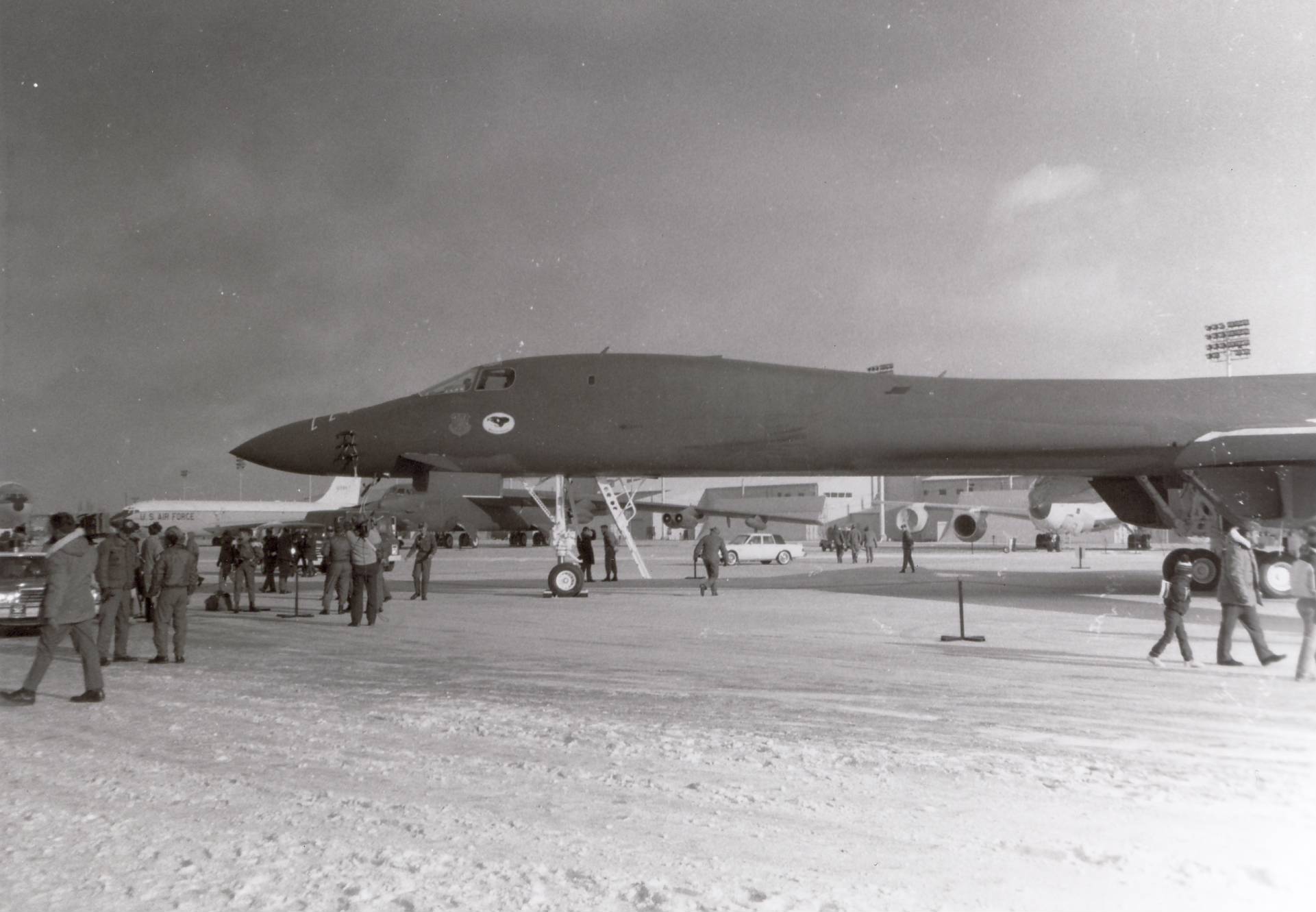 Rockwell B-1B Lancer, 85-0073, Wings of Freedom, at Ellsworth AFB, South Dakota, 21 January 1987. (U.S. Air Force)