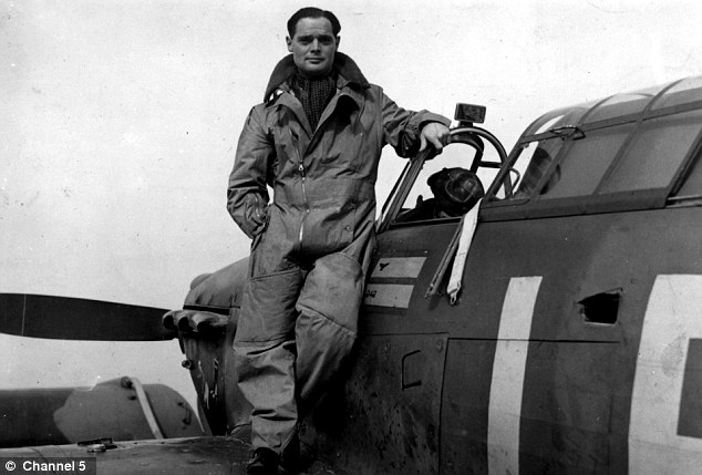 Douglas Bader with a Hawker Hurricane of No. 242 Squadron.