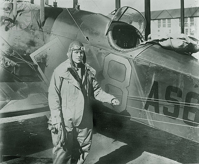 Second Lieutenant William D. Coney, Air Service, United States Army, with an Atlantic Aircraft Corporation DH-4M-2, serial number A.S. 63385. A reproduction of this airplane is in the collection of the National Museum of the United States Air Force, Wright-Patterson Air Force Base, Ohio. (Smithsonian Institution)