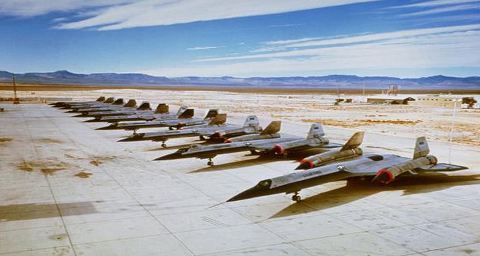 Lockheed A-12 Oxcarts and YF-12As at Groom Lake, Nevada. (Central Intelligence Agency)