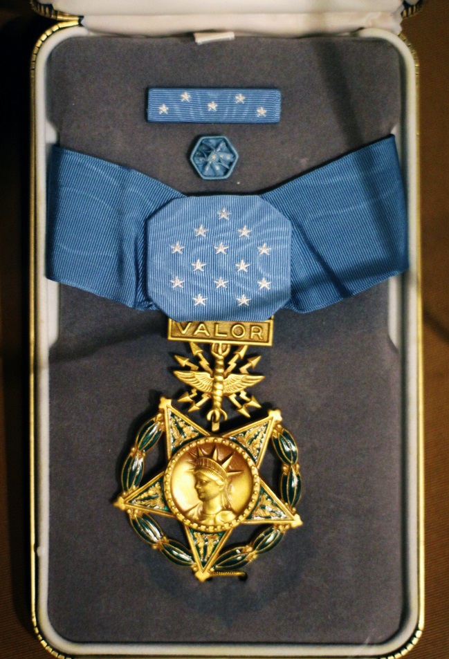 Captain Hilliard A. Wilbanks' widow was present this Medal of Honor. It is on display at the Museum of Aviation, Robins Air Force Base, Warner Robins, Georgia.